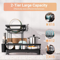 Dish Drying Rack with 360° Rotating Drainer Board