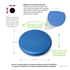 Wobble Cushion, Blue, 35cm/14in Diameter, Balance Disc